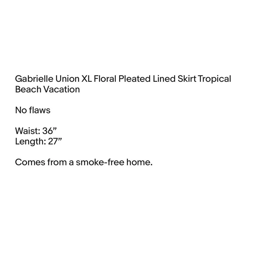 Gabrielle Union XL Floral Pleated Lined Skirt‎ Tropical Beach Vacation